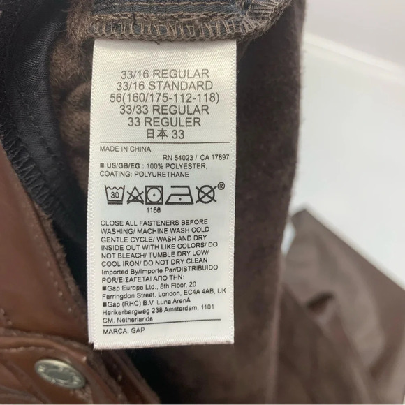 Gap Faux Leather Pants Woman 16/33 Vintage Slim High Rise Brown Pockets Stretch - Picture 8 of 10